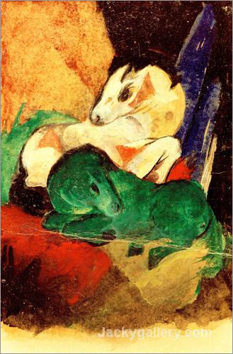 Grunes und weiBes Pferd by Franz Marc paintings reproduction